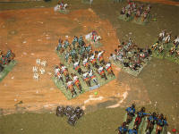 The Hohenzoller #2 Chevauxlegers fall back before the French line Chasseurs...